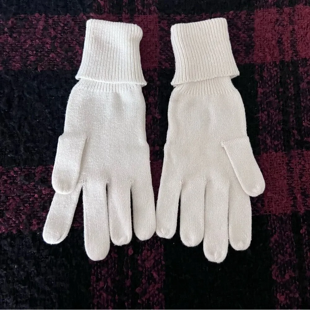 Guess Vintage White Knit Gloves OS
